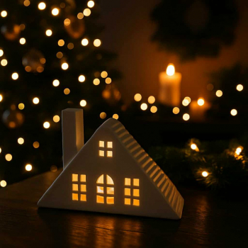 Biela keramická strieška so svetielkami 