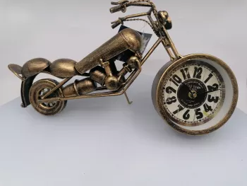 Retro hodiny, motorka, zlato-čierne, 17x30x5cm