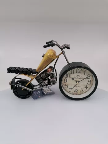 Retro hodiny, motorka, žlto-čierne 17x28x5cm