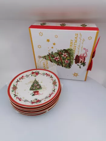 Vianočné dezertné tanieriky, 6 set
