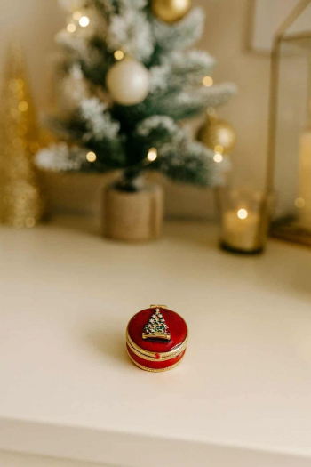 Miniatúrna vianočná šperkovnička, červená
