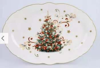 Porcelánový oválny tanier s dekorom stromčeka 