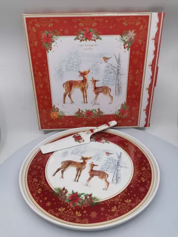 Vianočný porcelánový tanier s lopatka