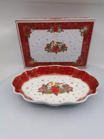 Vianočný porcelánový tanier 24,5x17cm