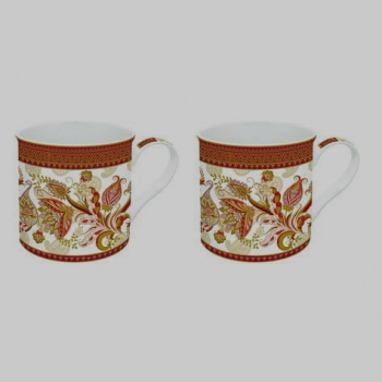 2 set hnedé hrnčeky s ornamentami 