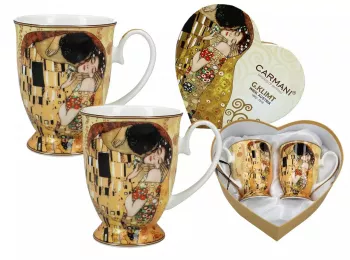 Gustáv Klimt, The Kiss, hrnčeky zlaté,  2-sada, 400ml
