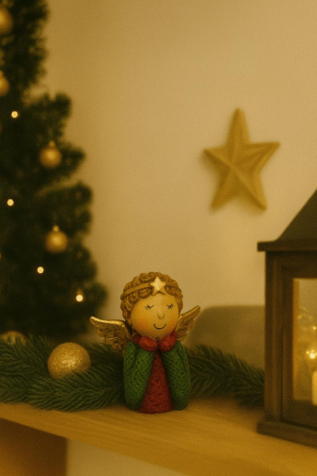 Anjel zeleno-červený s hviezdou na čele 10cm