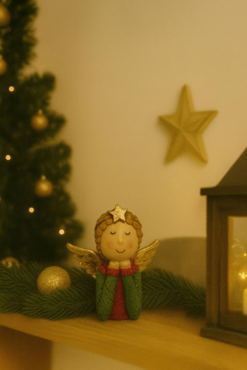 Anjel zeleno-červený s hviezdou na čele 14cm