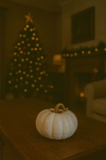 Stredná biela tekvica s trblietkami 23cm