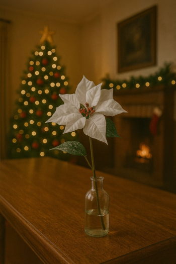Biela vianočná ruža 50cm