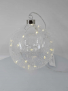 Sklenená visiaca guľa s LED svietením 15cm