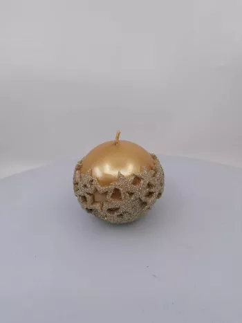 Sviečka guľa,  zlatá 8cm