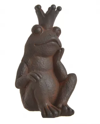 Hnedá dekoračná žaba s korunkou