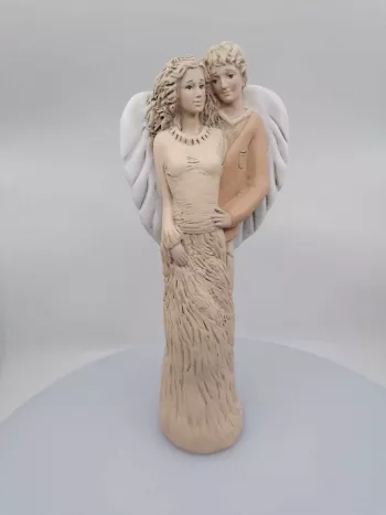 Sadrový anjelský pár, oranžový, 37x11x16cm