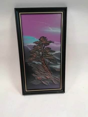 Krajinomaľba, polárna žiara, 3D-obraz,  37x68cm,