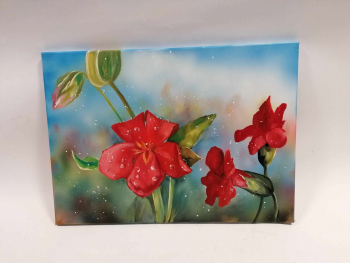 Červená ľália na plátne, olejomaľba 70x50cm