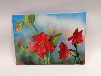 Červená ľália na plátne, olejomaľba 70x50cm