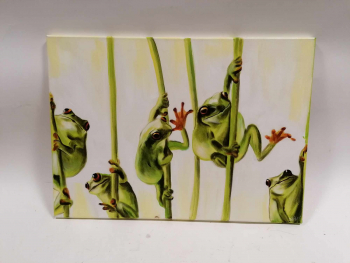 Zelené žaby na plátne