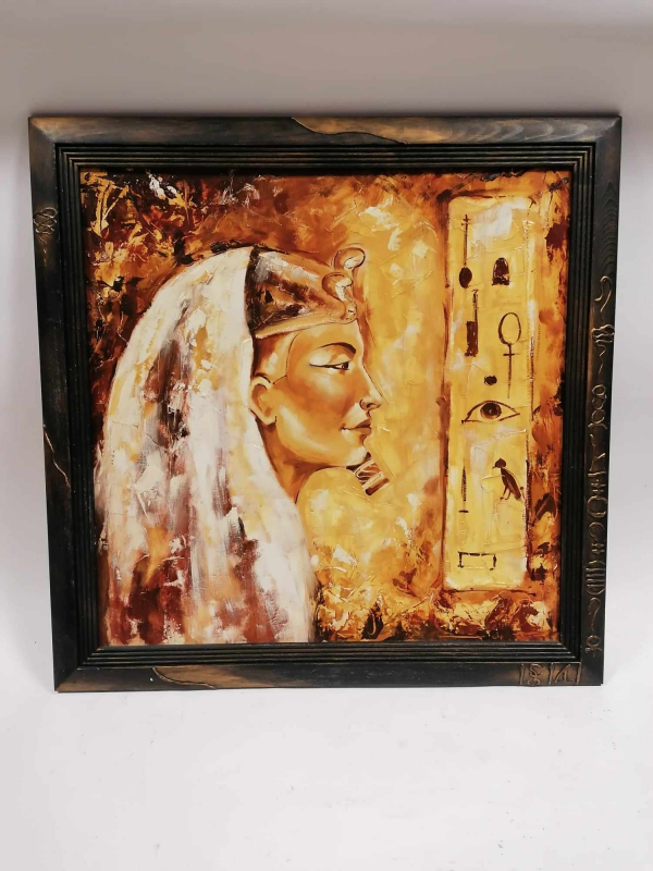 Egypská žena, ručná olejomaľba  71x71cm