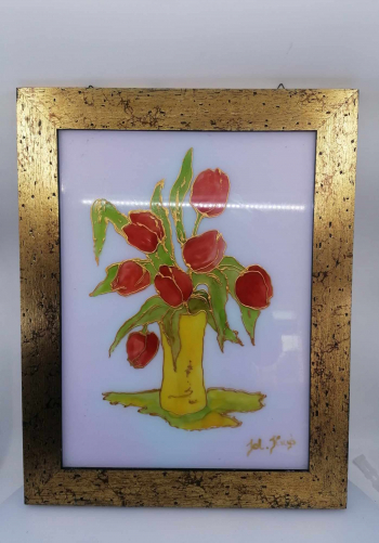 Červené tulipány vo váze, 
