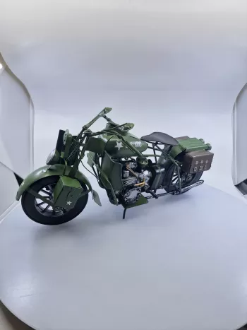 Replika motocykel, zelenočierna, kovová, 39x10x20 cm