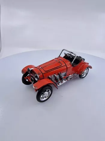 Replika automobil, červená bez strechy, kovová, 18x9x7 cm