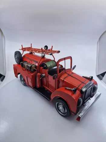 Replika požiarnicke retro auto, červená kovová, 41x15x18 cm