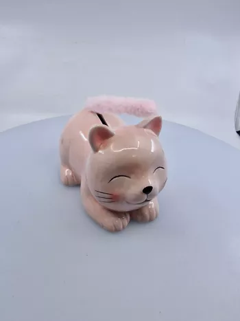Pokladnička, mačka, ružová 19x12x12 cm