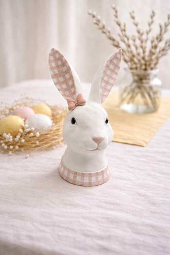 Veľkonočná zajačia hlava, svetloružová, 26x14x13 cm