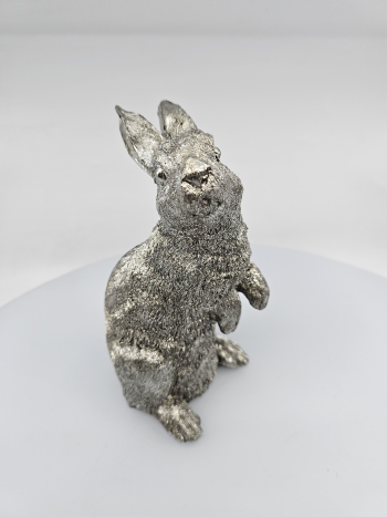 Veľkonočný zajac, strieborný, 20x12x10 cm
