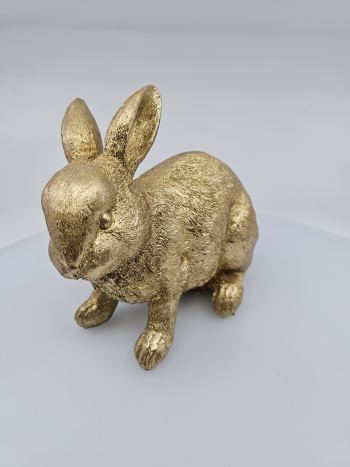 Veľkonočný zajac, zlatý, 18x13x20 cm