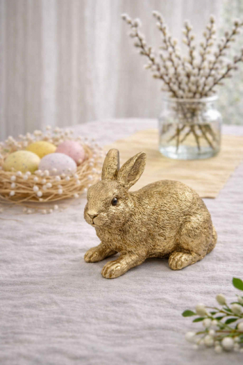 Veľkonočný zajac, zlatý, 18x13x20 cm