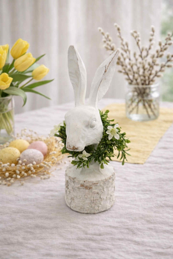 Veľkonočná zajačia hlava, biela, 33x11x21 cm