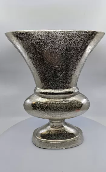 Kovová váza, strieborná, 38x30x10 cm