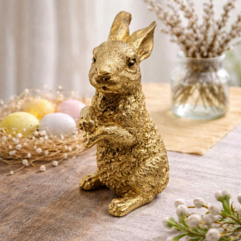 Veľkonočný zajac, zlatý, 32x13x17 cm