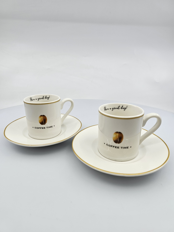 Porcelánové espresso šálky COFFE TIME s podšálkami
