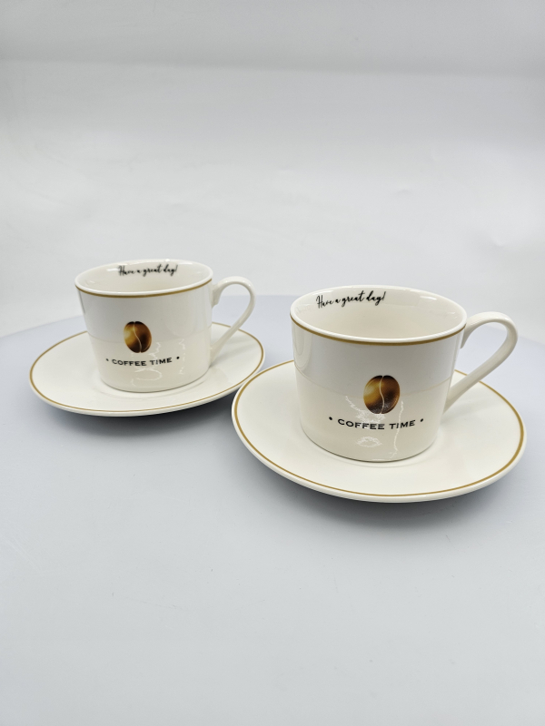 Porcelánové šálky COFFE TIME s podšálkami