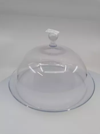 Priehľadná sklenená tácka s kupolou 18x30cm