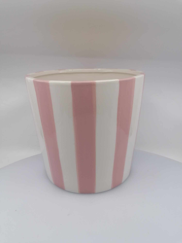 Keramický bielo-ružový obal na kvety  19x20cm