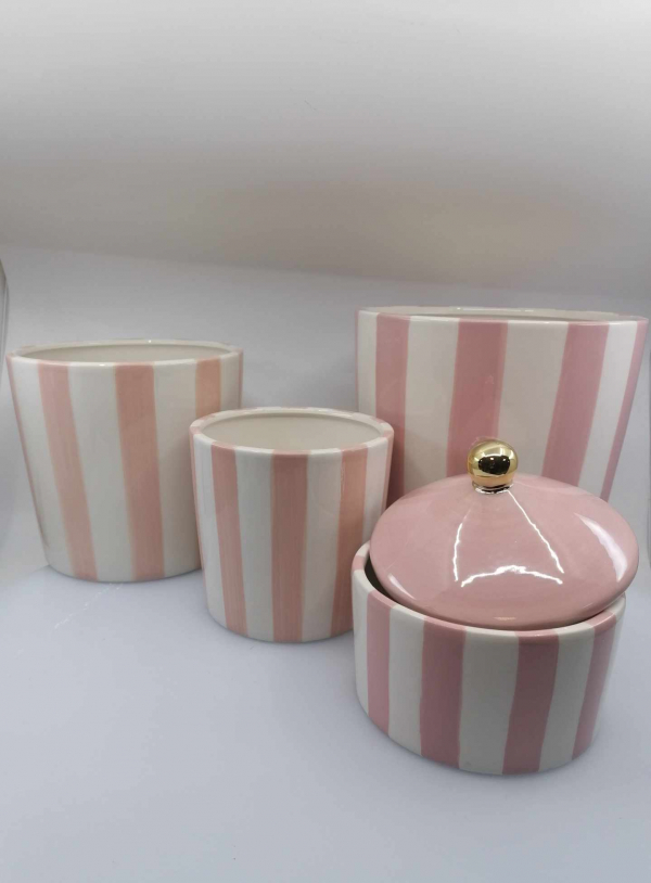 Keramický bielo-ružový obal na kvety  19x20cm