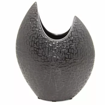 Keramická váza v tvare polmesiaca, čierna, 11x22x30cm