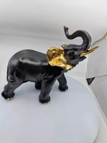 Slon, dekoračný, čierny, 32x32x14 cm