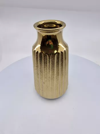 Zlatá keramická váza, 22x7 cm
