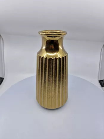 Zlatá keramická váza, 28x9 cm