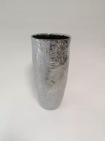 Keramická váza, strieborná, 33x16cm