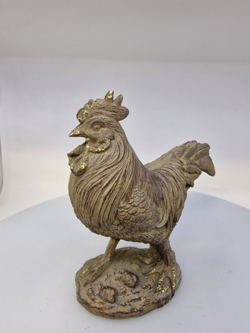 Dekoračná sliepka, hnedá so zlatým dekorom, 20x17 cm