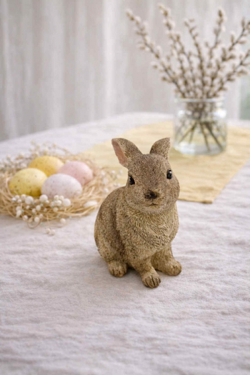 Dekoračný zajac, hnedý, 13x10 cm