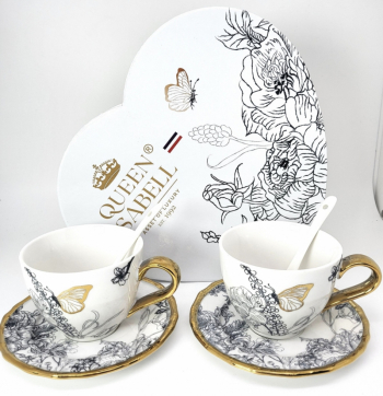 Elegantné porcelánové šálky, 2 set,