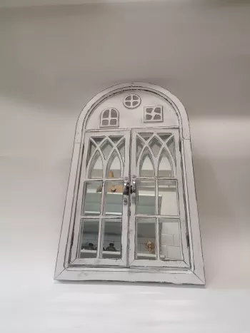 Drevená dekoračná okenica, biela, vintage, 70x40x3 cm