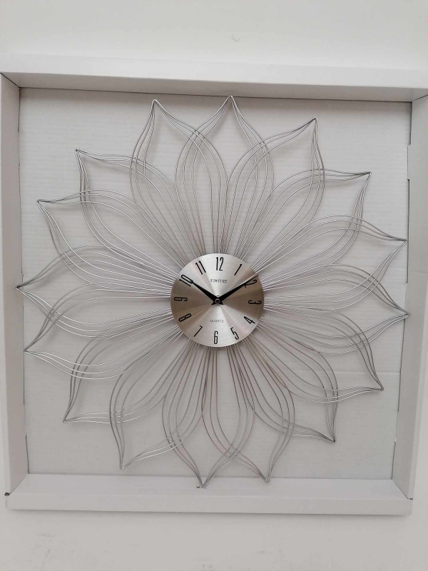Strieborné nástenné hodiny 60cm